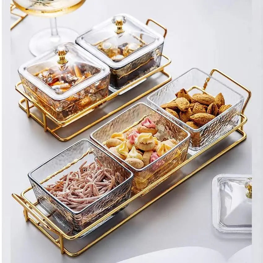 Acrylic Dry Fruit & Snack Jar Set with Serving Tray SAND's CART Acrylic Dry Fruit & Snack Jar Set with Serving Tray
