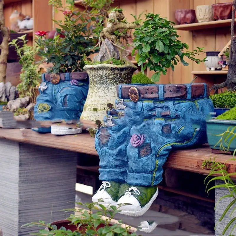 Garden Art Jeans Garden Decoration Flower Pot SAND'S CART